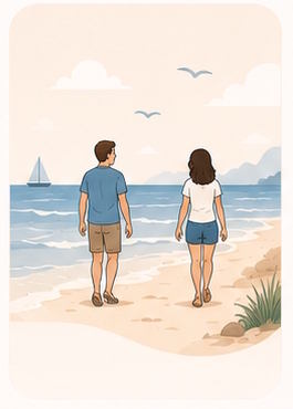 Wandeling op het strand